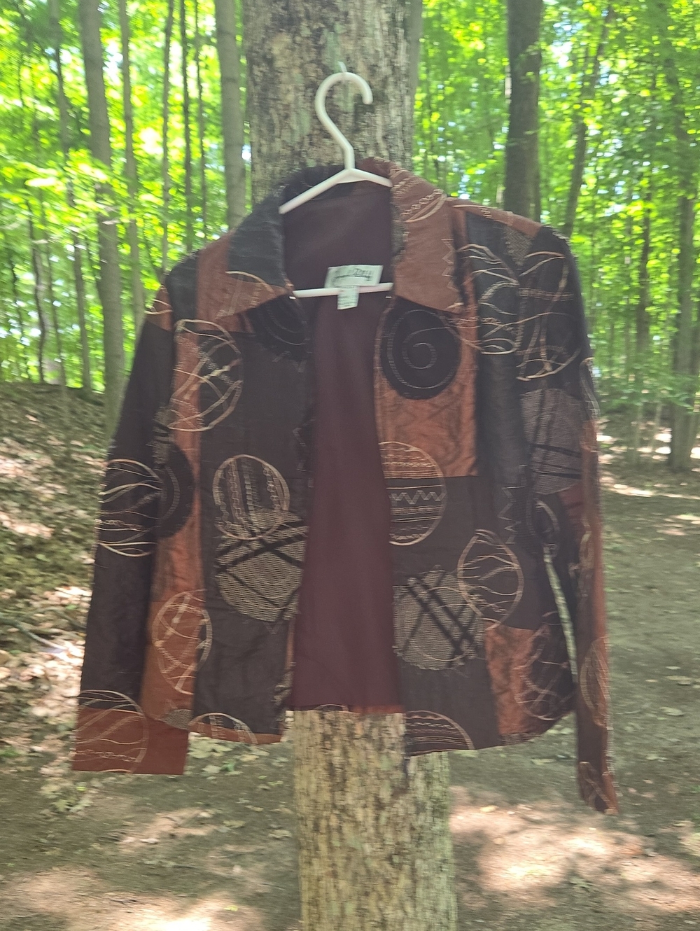 Joseph Ribkoff Brown and Copper Patterned Blazer Sz 8